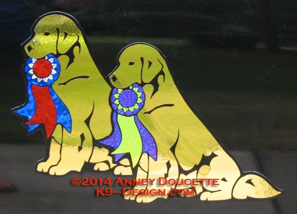 Golden Retriever Sitting Holding Ribbon Magnet - Choose Ribbon Color