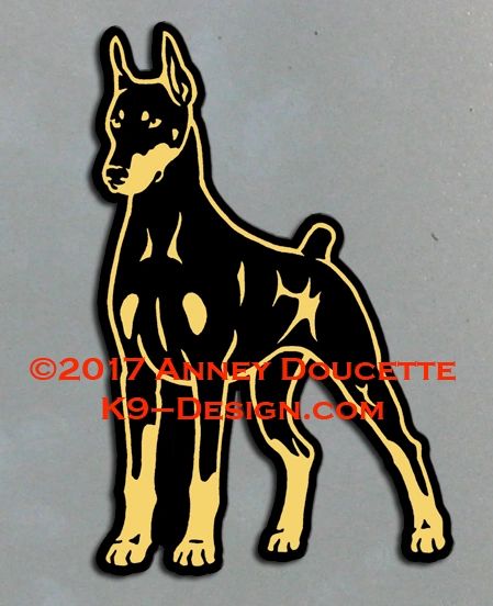 Doberman Pinscher Stand Front Magnet - Choose Color, Ears & Tail