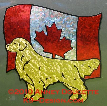 Golden Retriever Standing on Canada Flag Magnet