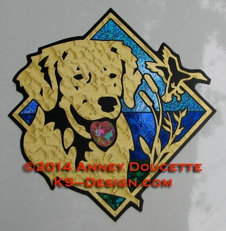 Golden Retriever Duck / Hunting Diamond 8" Magnet