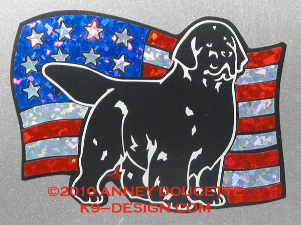 Newfoundland on USA American Flag Magnet - Choose Color