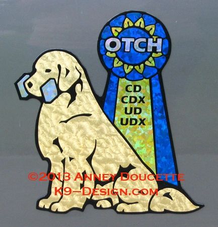 Golden Retriever Sitting Obedience Dumbbell & Rosette Large Magnet