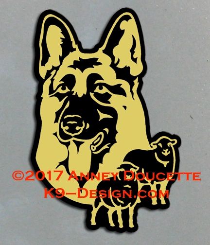 German Shepherd Dog Headstudy With Sheep Magnet - Choose Color