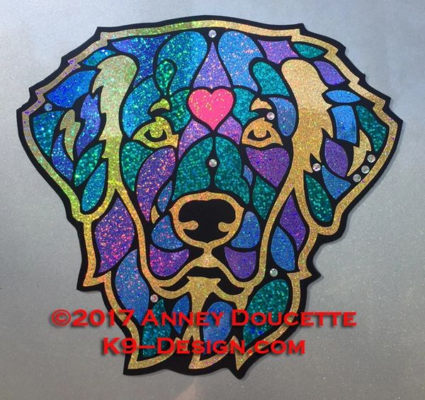 Golden Retriever "Stained Glass" Headstudy Magnet - Choose Color