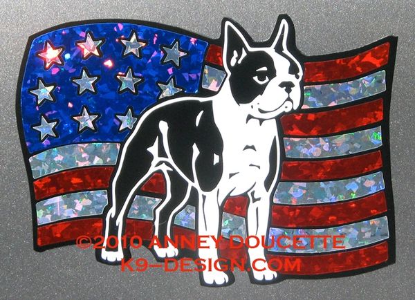 Boston Terrier on USA Flag Magnet