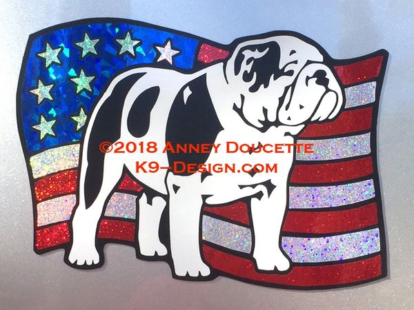 Bulldog on USA American Flag Magnet - Choose Color