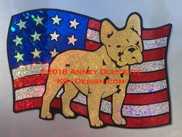 French Bulldog on USA American Flag Magnet - Choose Color