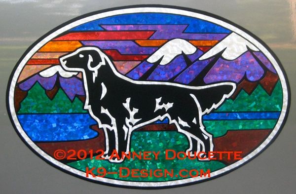 Flat-Coated Retriever "Colorado" XL Oval Magnet - Black or Liver Dog