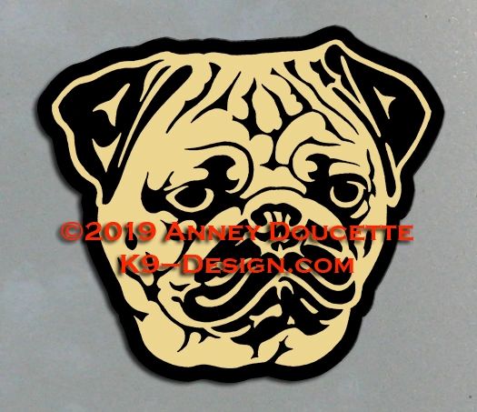 Pug Headstudy Magnet - Choose Color