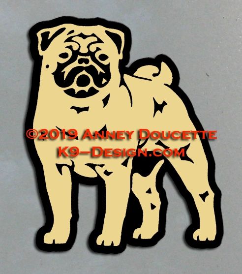 Pug Standing Magnet - Choose Color