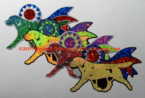 Labrador Retriever Trot With Ribbon Magnet - Choose Dog & Ribbon Color