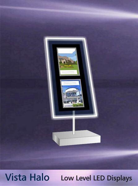 Low Level Led Freestanding Vista Halo Light Panel Display 2 X A4