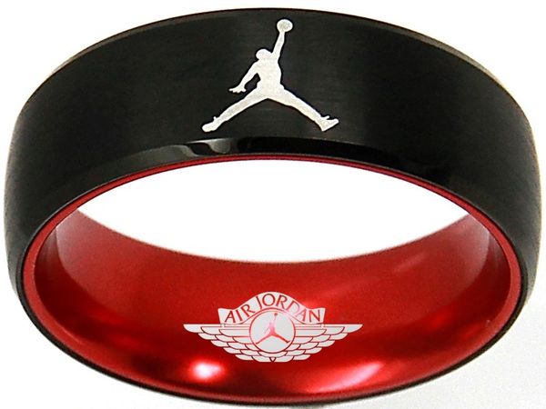 Chicago Bulls Logo Ring Air Jordan 23 NBA Ring 8mm Black and Red Ring #nba #23 6.5