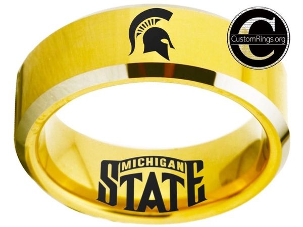 Michigan State Spartans Logo Ring Gold Silver And Black Msu Spartans