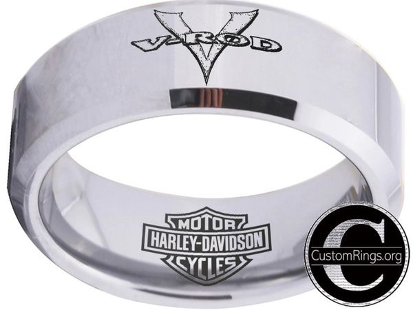 Harley Davidson Ring Men's Ring 8mm Silver and Black HD V-Rod Ring # ...