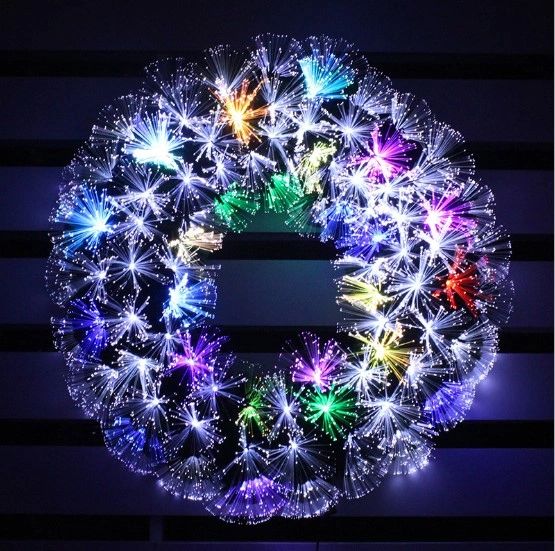 W-01 Multi Color LED Fiber Optic Christmas Wreath