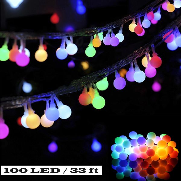 100T/33ft Multicolor Frosted Globe string lights Indoor outdoor HOLIDAY STUFF Artificial