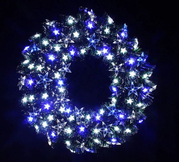 W-06 Star Light Fiber Optic Christmas Wreath | HOLIDAY STUFF Artificial