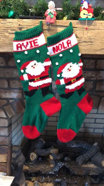 Hand Knitted Juggling Santa stocking