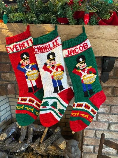 Hand Knit Drummer Boy Stocking