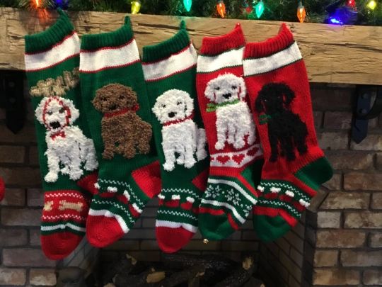 Hand Knitted Dog Christmas Stocking