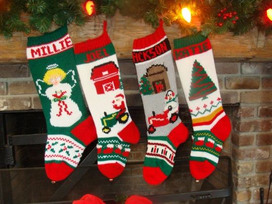 Santa Boots Christmas Tree Decorations Knitting pattern by Jane