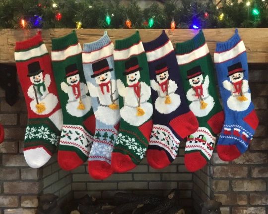 Hand Knitted Snowman Christmas Stockings