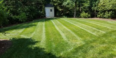 Freshly mowed grass with designer cuts and lines
