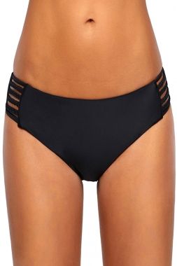 0522 Black Strappy Side Bikini Swim Bottom