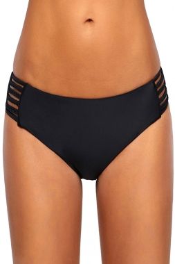 0522X Black Strappy Side Bikini Swim Bottom