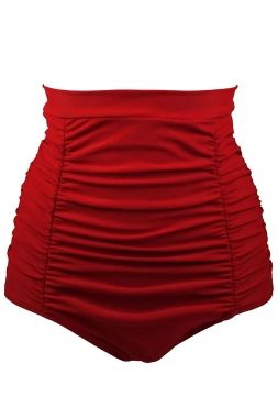 C413X Red Retro High Waisted Swim Short