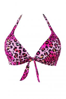 1218 Rosy Leopard Print Retro Plus Bikini Top