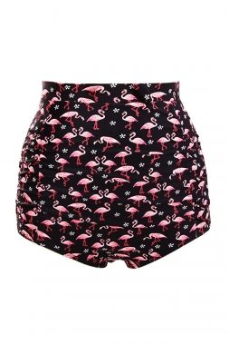 1207X Waterfowl Print Black High Waist Bottom