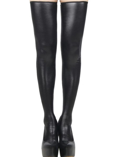 W482 Wetlook Zipper Thigh Hi Legging