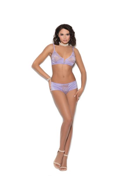 5523 Lilac Satin Lace Bralette & Panty