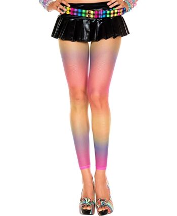 L35416 Rainbow Fishnet Leggings