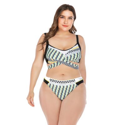 P6670 Black Yellow Pattern Brief Style Swimsuit