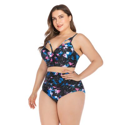 P6645 Galaxy Print High Waist Swimsuit