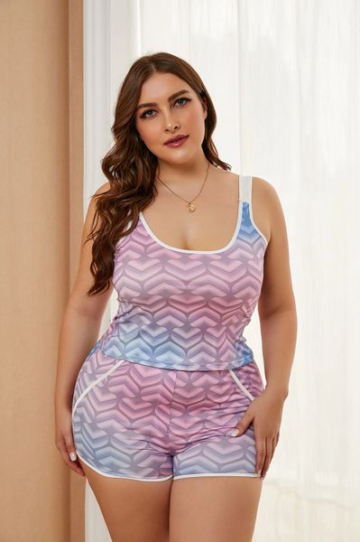 P892 Multicolor Ombre Heart Tank and Short Set