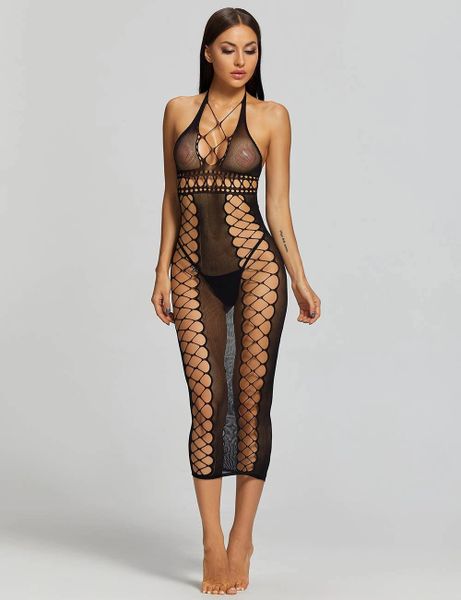 Y099 Fishnet Hollow Out Long Babydolls