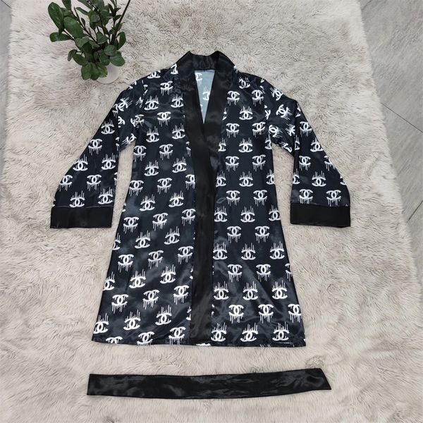 KJ114 Black CC Print Robe