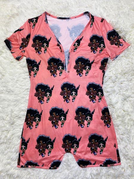 KS320 Pink Power Puff Short Sleeve Adult Onesie