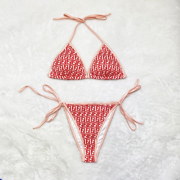 S6038 Sexy Red Fendi Type Bikini Set