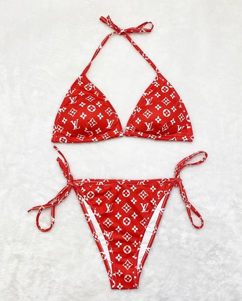 S6036 Red LV Type Bikini Set