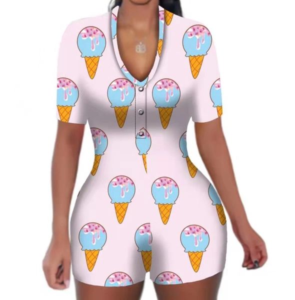 X600 Pink Ice Cream Short Sleeve Adult Onesie