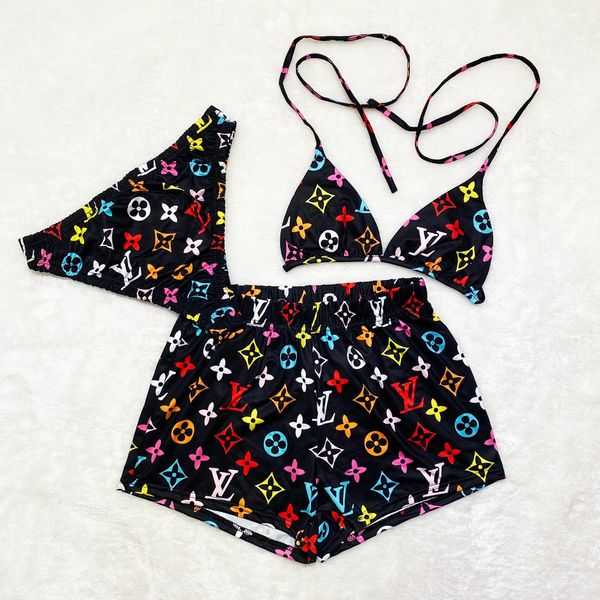 DN855 Black LV Influenced 3PC Swimwear/Lounge Set