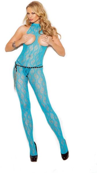 1303 Lace Bodystocking With Open Bust And Crotch