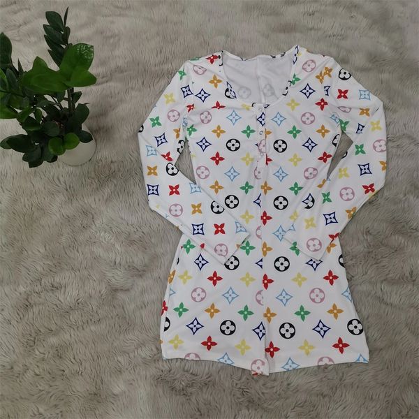 J188 White LV Inspired Long Sleeve Onesie