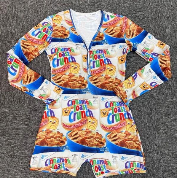 C005 Cinnamon Toast Crunch Inspired Long Sleeve Short Onesie