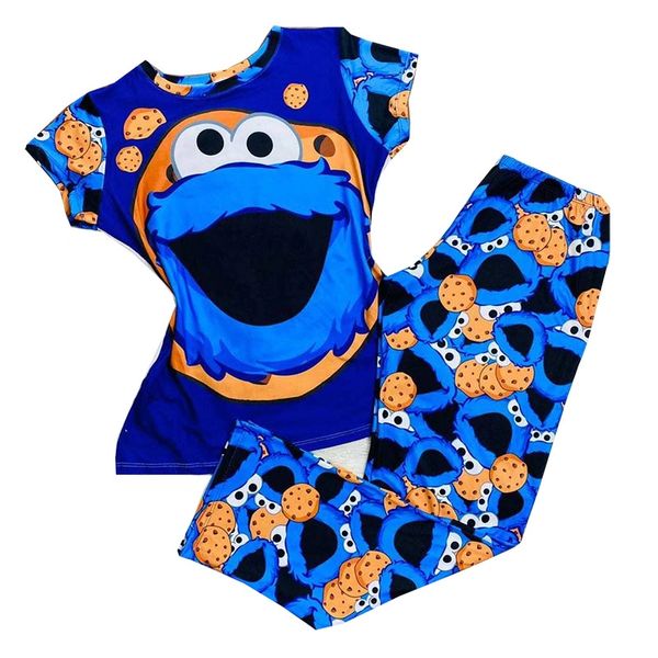 AT29 Blue Cookie Cartoon Character Inspired Women Pajama